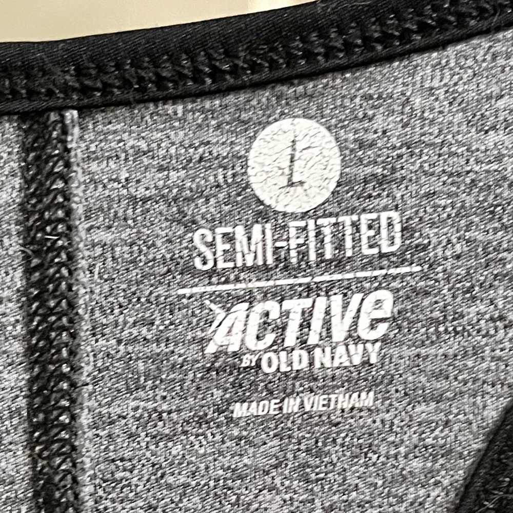 Old Navy Semi-Fitted Charcoal Gray and Black Racer Back Workout Top Size Large - Picture 4 of 4